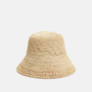 NWT VINCE STRAW BUCKET HAT NATURAL SIZE SMALL/MEDIUM